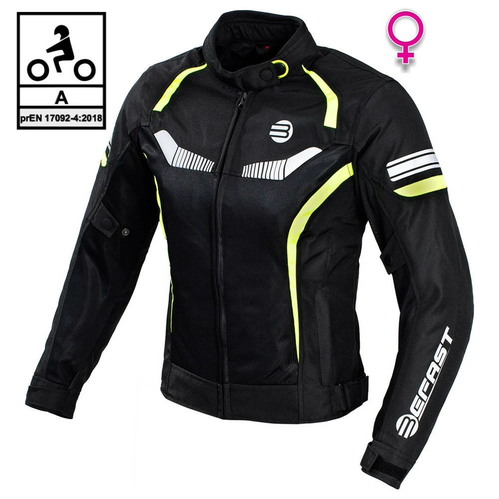Giacca Moto Donna Befast Airtech Lady CE Certificata Nero Giallo 3 Giacca Moto Donna Befast Airtech Lady CE Certificata Nero Giallo