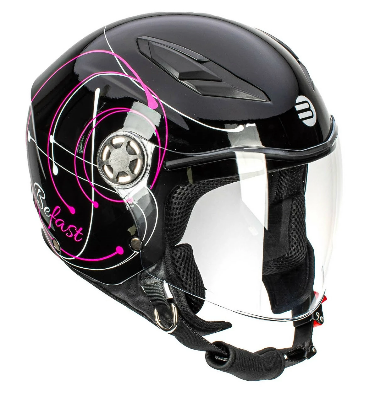 Casco Jet Bambino Befast Flipper Linear Nero Fucsia Bianco 3 Casco Jet Bambino Befast Flipper Linear Nero Fucsia Bianco