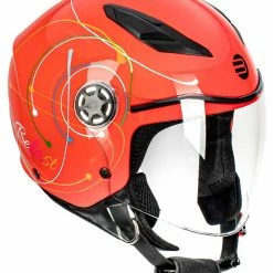 Casco Jet Bambino Befast Flipper Linear Rosso Giallo Bianco Azzurro