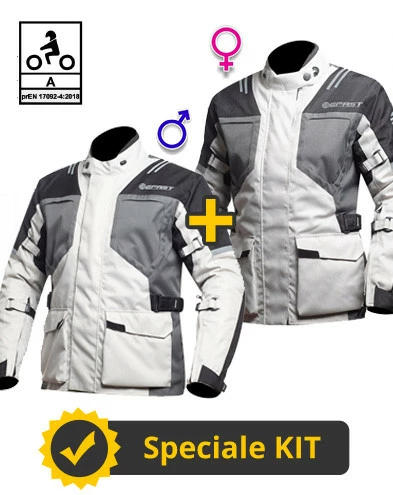 Kit Coppia Bolt CE 3 Strati Grigio - Giacca Moto Certificata Befast Uomo + Donna 3 Kit Coppia Bolt CE 3 Strati Grigio - Giacca Moto Certificata Befast Uomo + Donna