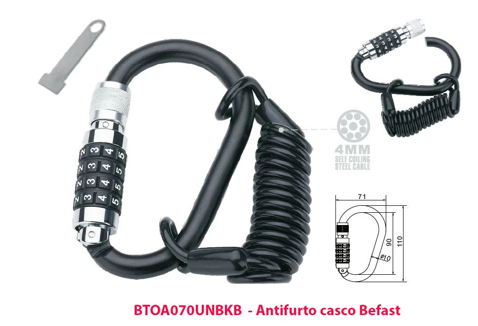 Antifurto Casco Befast In Stile Moschettone Con Cavo Spirale 5 Antifurto Casco Befast In Stile Moschettone Con Cavo Spirale - immagine 3
