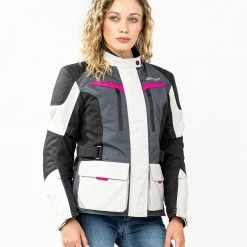 Giacca Moto Donna Befast BABYLON Lady CE Certificata Nero Grigio Chiaro -Negozio al dettaglio BEFAST 2022 busto shooting befast babylon nero grigio chiaro 5