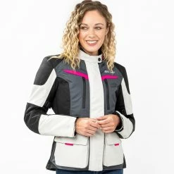 Giacca Moto Donna Befast BABYLON Lady CE Certificata Nero Grigio Chiaro -Negozio al dettaglio BEFAST 2022 busto shooting befast babylon nero grigio chiaro 8