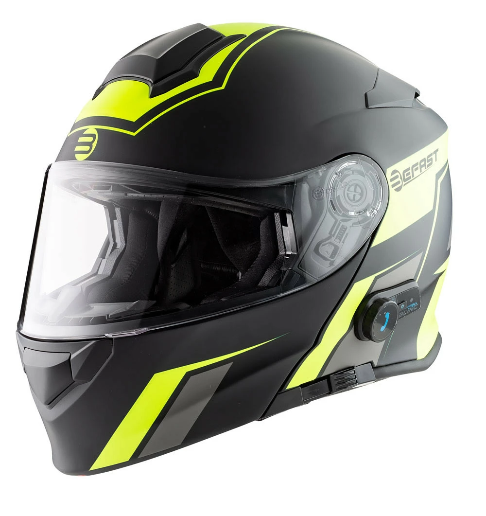 Casco Modulare Befast Connect Con Interfono Integrato Giallo Nero 3 Casco Modulare Befast Connect Con Interfono Integrato Giallo Nero - immagine 2