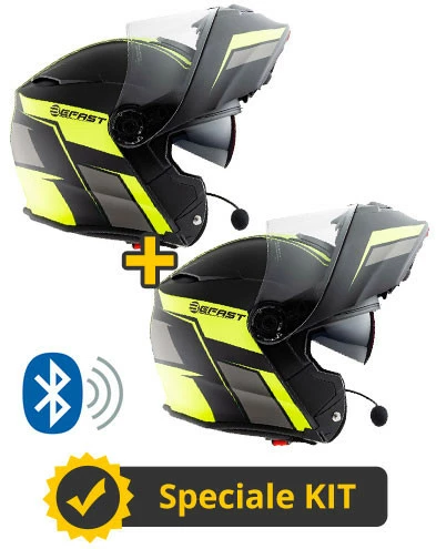 Kit Coppia Connect Nero Giallo - 2 Caschi Modulari Befast Connect Con Interfono Integrato 2 Kit Coppia Connect Nero Giallo - 2 Caschi Modulari Befast Connect Con Interfono Integrato