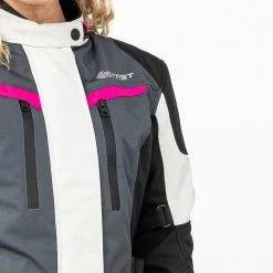 Giacca Moto Donna Befast BABYLON Lady CE Certificata Nero Grigio Chiaro -Negozio al dettaglio BEFAST 2022 dettaglio apertura shooting befast babylon nero grigio chiaro 5