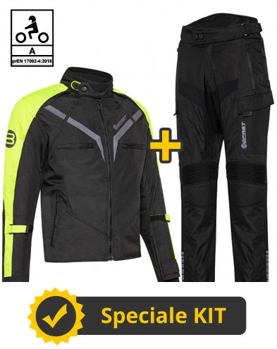 Kit Gamma CE Nero Giallo- Giacca Moto Certificata Befast + Pantaloni Moto Certificati Befast 3 Kit Gamma CE Nero Giallo- Giacca Moto Certificata Befast + Pantaloni Moto Certificati Befast