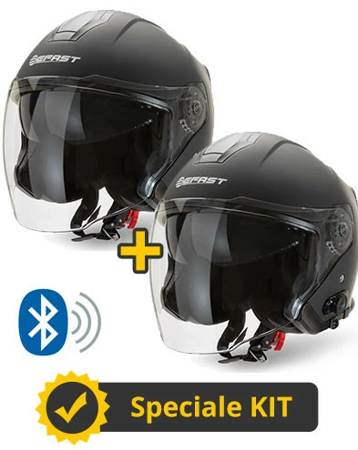 Kit Coppia JET Connect Nero - 2 Caschi Jet Befast JET Connect Con Interfono Integrato 3 Kit Coppia JET Connect Nero - 2 Caschi Jet Befast JET Connect Con Interfono Integrato