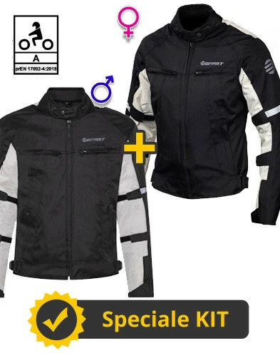 Kit Coppia Alltime CE 3 Strati Grigio - Giacca Moto Certificata Befast Uomo + Donna 3 Kit Coppia Alltime CE 3 Strati Grigio - Giacca Moto Certificata Befast Uomo + Donna