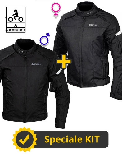 Kit Coppia Street CE Nero - Giacca Moto Certificata Befast Uomo + Donna 3 Kit Coppia Street CE Nero - Giacca Moto Certificata Befast Uomo + Donna