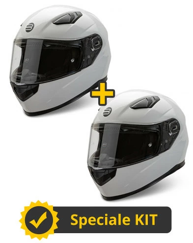Kit Coppia Flash Bianco Lucido - 2 Caschi Integrali Befast 3 Kit Coppia Flash Bianco Lucido - 2 Caschi Integrali Befast