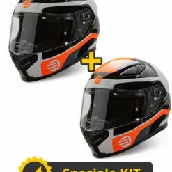 Kit Coppia Flash Bianco Rosso Fluo- 2 Caschi Integrali Befast