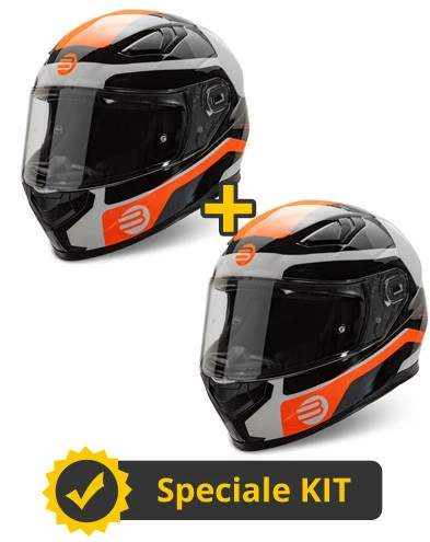 Kit Coppia Flash Bianco Rosso Fluo- 2 Caschi Integrali Befast 3 Kit Coppia Flash Bianco Rosso Fluo- 2 Caschi Integrali Befast