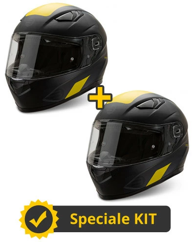 Kit Coppia Flash Nero Giallo - 2 Caschi Integrali Befast 3 Kit Coppia Flash Nero Giallo - 2 Caschi Integrali Befast