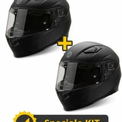 Kit Coppia Flash Nero Opaco- 2 Caschi Integrali Befast