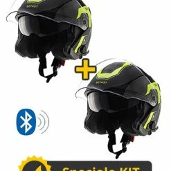 Kit Coppia JET Connect Giallo Nero - 2 Caschi Jet Befast JET Connect Con Interfono Integrato