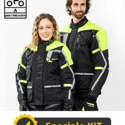 Kit Coppia Touring Tech CE Nero Giallo - Giacca Moto Certificata Befast Uomo + Donna