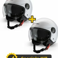 Kit Coppia Rapid II Bianco - 2 Caschi Jet Befast Doppia Visiera