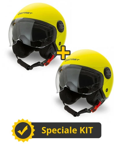 Kit Coppia Rapid II Giallo Fluo Opaco - 2 Caschi Jet Befast Doppia Visiera 3 Kit Coppia Rapid II Giallo Fluo Opaco - 2 Caschi Jet Befast Doppia Visiera