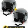 Kit Coppia Rapid II Grigio Opaco - 2 Caschi Jet Befast Doppia Visiera -Negozio al dettaglio BEFAST 2022 kit rapid ii grigio opaco