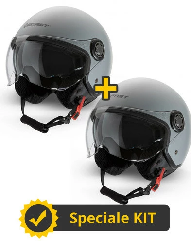 Kit Coppia Rapid II Grigio Opaco - 2 Caschi Jet Befast Doppia Visiera 3 Kit Coppia Rapid II Grigio Opaco - 2 Caschi Jet Befast Doppia Visiera
