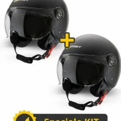 Kit Coppia Rapid II Nero Opaco - 2 Caschi Jet Befast Doppia Visiera