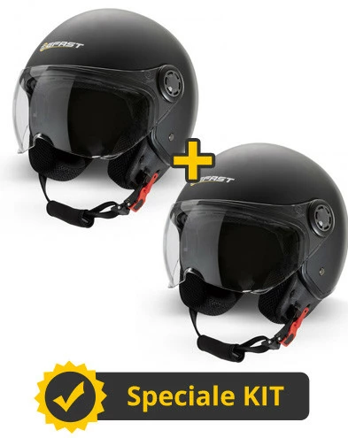 Kit Coppia Rapid II Nero Opaco - 2 Caschi Jet Befast Doppia Visiera 3 Kit Coppia Rapid II Nero Opaco - 2 Caschi Jet Befast Doppia Visiera