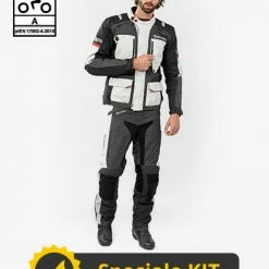 Kit Completo Victory CE 3 Strati Grigio - Giacca Moto Certificata Befast + Pantaloni Moto Certificati Befast