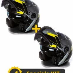 Kit Coppia Tank Grigio Giallo - 2 Caschi Modulari Befast Con Doppia Omologazione P/J