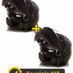 Kit Coppia Tank Nero Opaco - 2 Caschi Modulari Befast Con Doppia Omologazione P/J