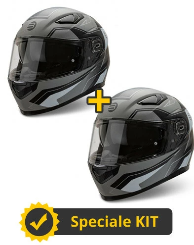 Kit Coppia Ventus Argento Nero - 2 Caschi Integrali Befast 3 Kit Coppia Ventus Argento Nero - 2 Caschi Integrali Befast