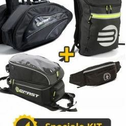 Kit Viaggio All Inclusive Befast - Coppia Borse Laterali + Borsa Serbatoio Grande 28lt + Zaino Moto Gerla 28lt + Marsupio