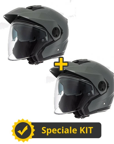 Kit Coppia Volt Grigio Lucido - 2 Caschi Jet Befast Con Omologazione ECE 06 3 Kit Coppia Volt Grigio Lucido - 2 Caschi Jet Befast Con Omologazione ECE 06