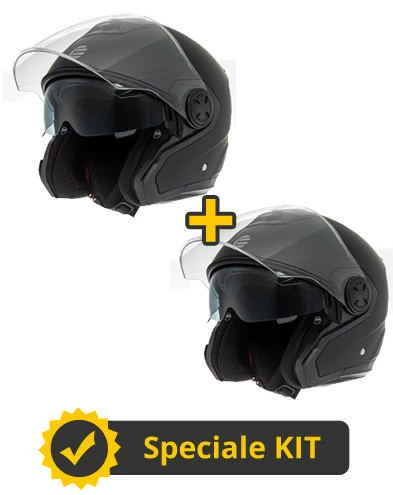 Kit Coppia Volt Nero Opaco - 2 Caschi Jet Befast Con Omologazione ECE 06 3 Kit Coppia Volt Nero Opaco - 2 Caschi Jet Befast Con Omologazione ECE 06