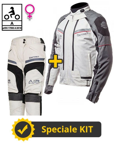 Kit Completo Transformer Klima Lady CE 3 Strati Grigio - Giacca Moto Donna Certificata Befast + Pantaloni Moto Donna Certificati Befast 3 Kit Completo Transformer Klima Lady CE 3 Strati Grigio - Giacca Moto Donna Certificata Befast + Pantaloni Moto Donna Certificati Befast