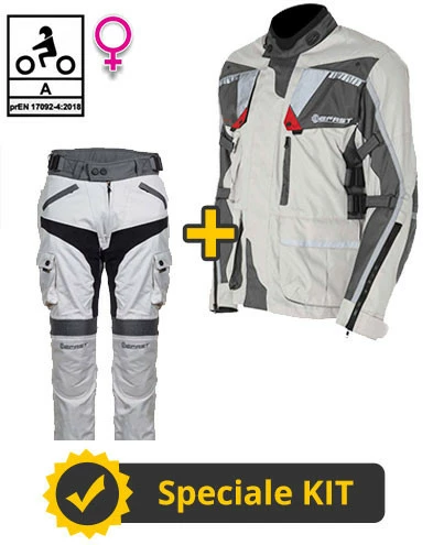 Kit Completo Touring Tech Lady CE 3 Strati Grigio - Giacca Moto Donna Certificata Befast + Pantaloni Moto Donna Certificati Befast 3 Kit Completo Touring Tech Lady CE 3 Strati Grigio - Giacca Moto Donna Certificata Befast + Pantaloni Moto Donna Certificati Befast