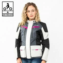 Giacca Moto Donna Befast BABYLON Lady CE Certificata Nero Grigio Chiaro