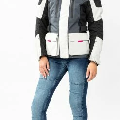 Giacca Moto Donna Befast BABYLON Lady CE Certificata Nero Grigio Chiaro -Negozio al dettaglio BEFAST 2022 shooting befast babylon nero grigio chiaro