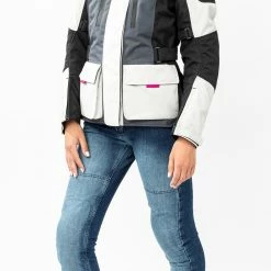 Giacca Moto Donna Befast BABYLON Lady CE Certificata Nero Grigio Chiaro -Negozio al dettaglio BEFAST 2022 shooting befast babylon nero grigio chiaro 6