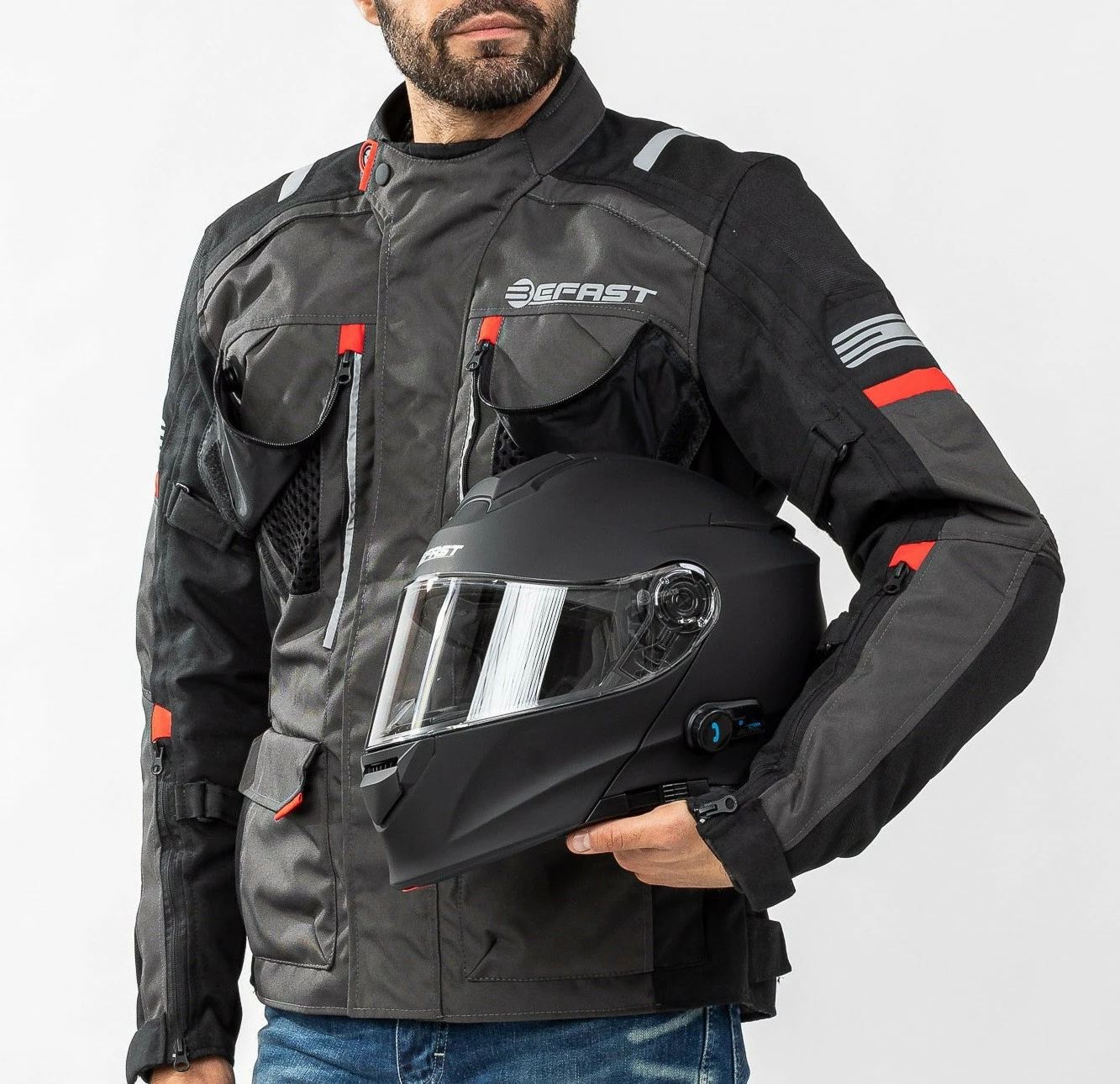 Giacca Moto Touring Befast VICTORY CE Certificata 3 Strati Nero Grigio 7 Giacca Moto Touring Befast VICTORY CE Certificata 3 Strati Nero Grigio - immagine 5