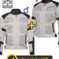Kit Coppia Stein CE 3 Strati Grigio - Giacca Moto Certificata Befast Uomo + Donna