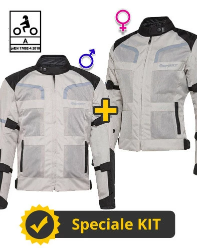 Kit Coppia Stein CE 3 Strati Grigio - Giacca Moto Certificata Befast Uomo + Donna 3 Kit Coppia Stein CE 3 Strati Grigio - Giacca Moto Certificata Befast Uomo + Donna