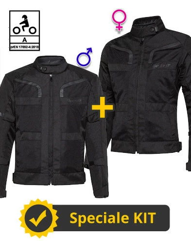 Kit Coppia Stein CE 3 Strati Nero - Giacca Moto Certificata Befast Uomo + Donna 3 Kit Coppia Stein CE 3 Strati Nero - Giacca Moto Certificata Befast Uomo + Donna