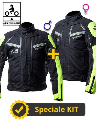 Kit Coppia Transformer CE Nero Giallo- Giacca Moto Certificata Befast Uomo + Donna 3 Kit Coppia Transformer CE Nero Giallo- Giacca Moto Certificata Befast Uomo + Donna