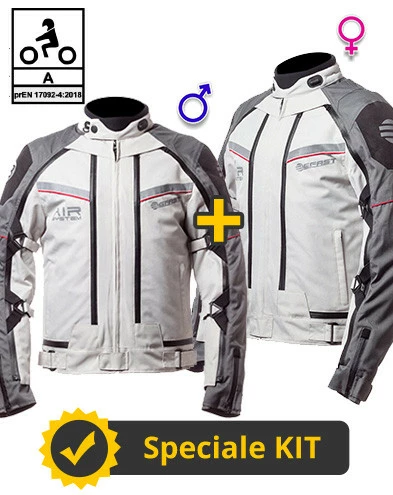 Kit Coppia Transformer CE Grigio- Giacca Moto Certificata Befast Uomo + Donna 3 Kit Coppia Transformer CE Grigio- Giacca Moto Certificata Befast Uomo + Donna