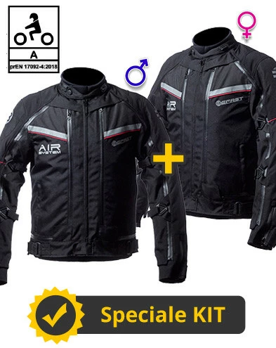 Kit Coppia Transformer CE Nero - Giacca Moto Certificata Befast Uomo + Donna 3 Kit Coppia Transformer CE Nero - Giacca Moto Certificata Befast Uomo + Donna